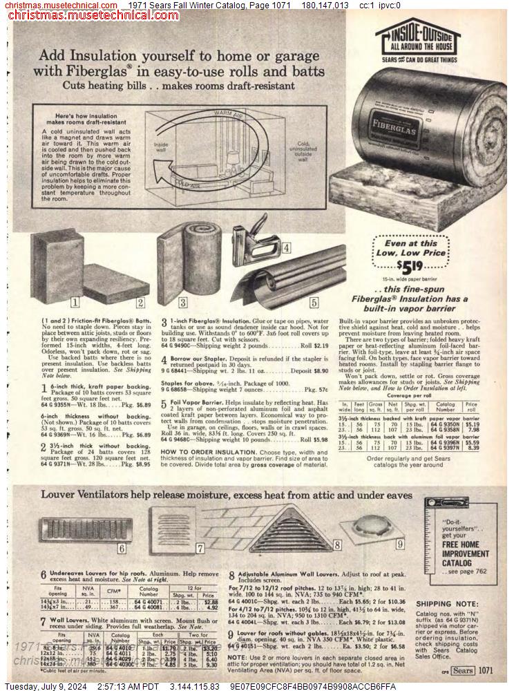 1971 Sears Fall Winter Catalog, Page 1071