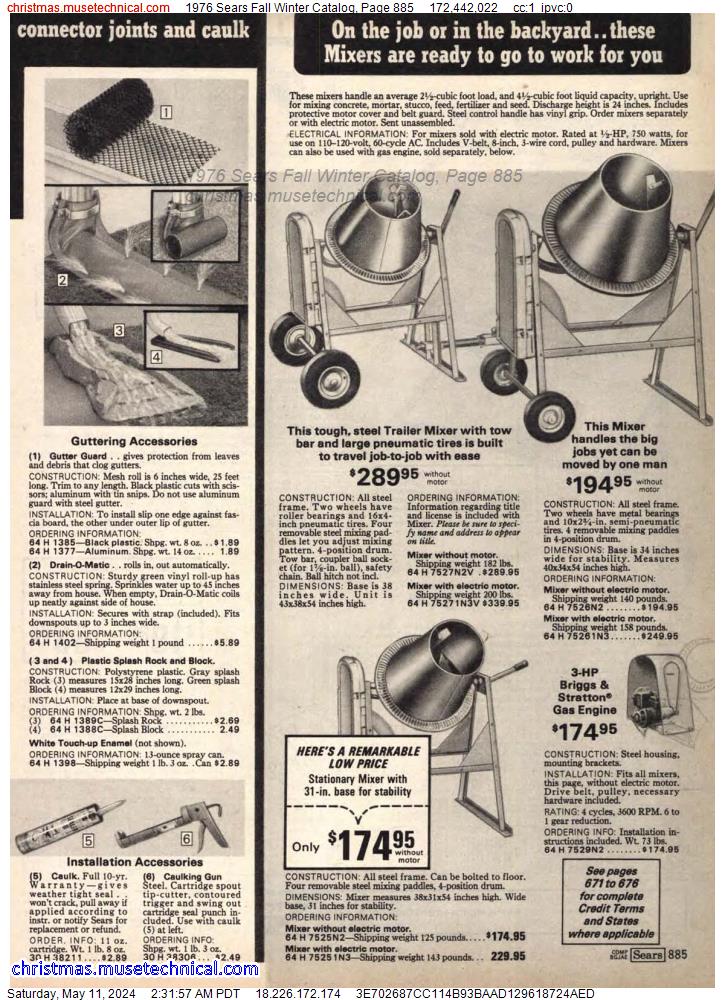 1976 Sears Fall Winter Catalog, Page 885