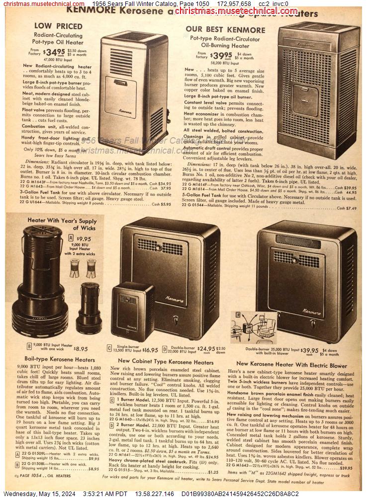 1956 Sears Fall Winter Catalog, Page 1050