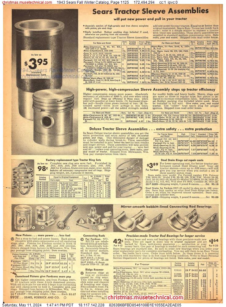 1943 Sears Fall Winter Catalog, Page 1125