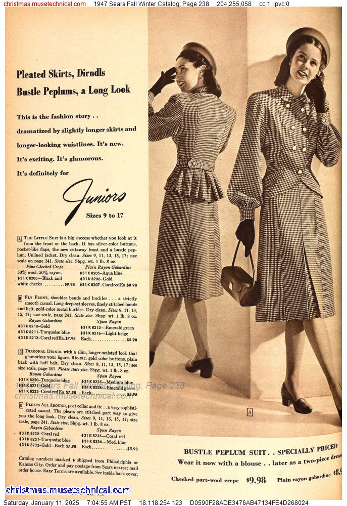 1947 Sears Fall Winter Catalog, Page 238