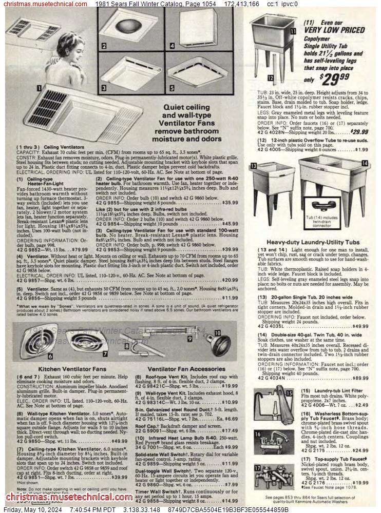 1981 Sears Fall Winter Catalog, Page 1054