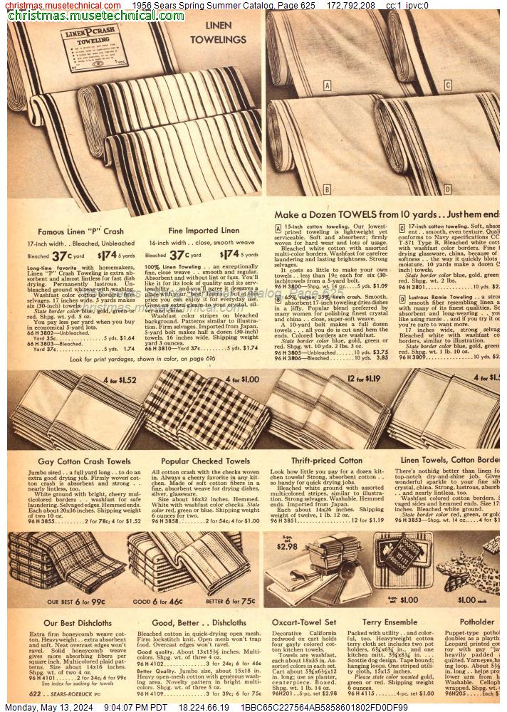 1956 Sears Spring Summer Catalog, Page 625