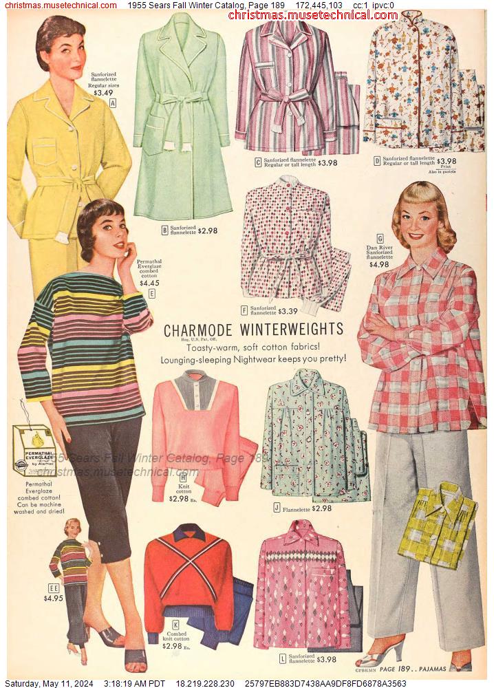 1955 Sears Fall Winter Catalog, Page 189