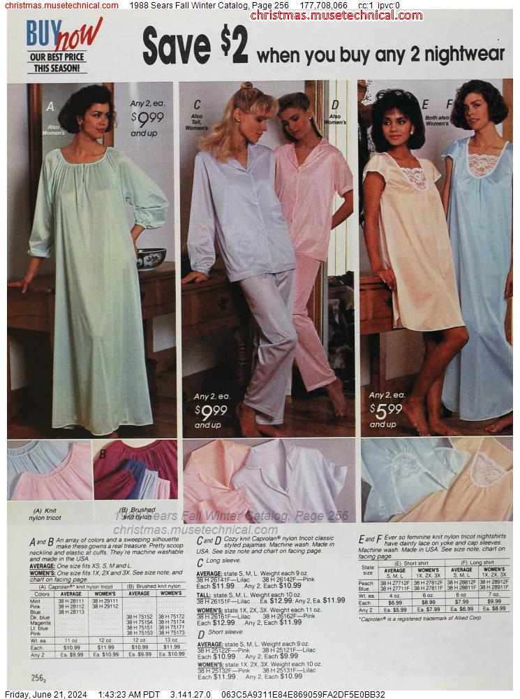 1988 Sears Fall Winter Catalog, Page 256
