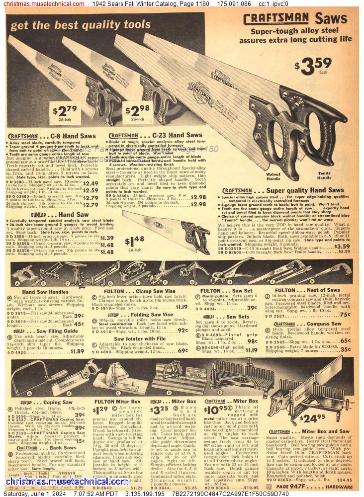 1942 Sears Fall Winter Catalog, Page 1180