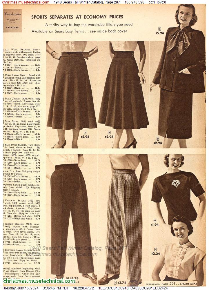 1948 Sears Fall Winter Catalog, Page 287