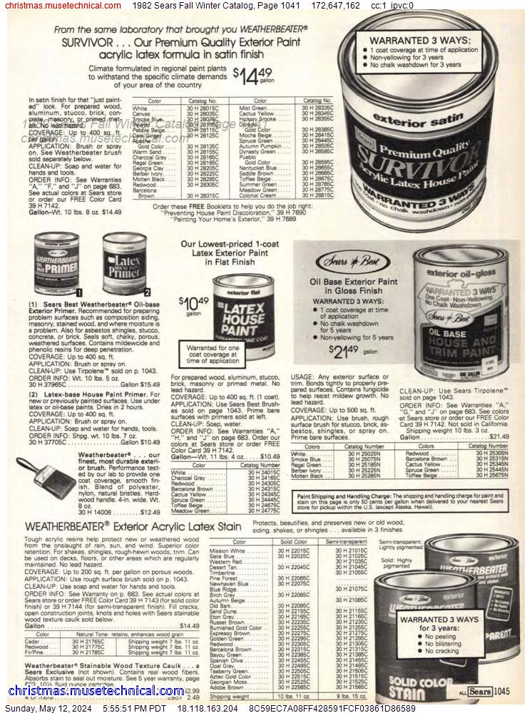 1982 Sears Fall Winter Catalog, Page 1041