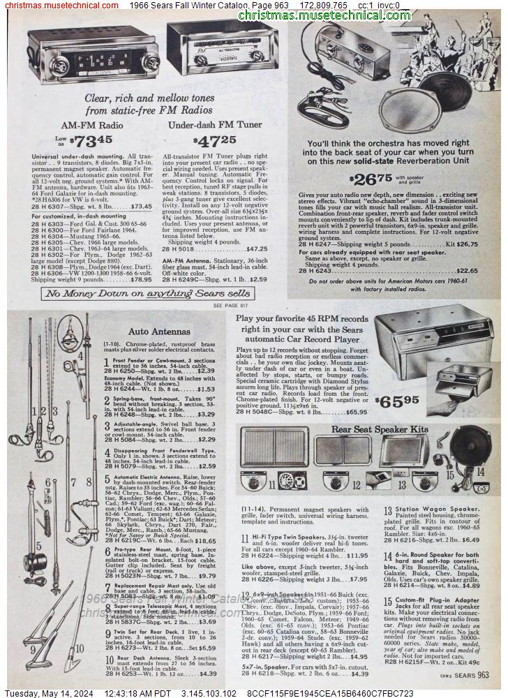 1966 Sears Fall Winter Catalog, Page 963