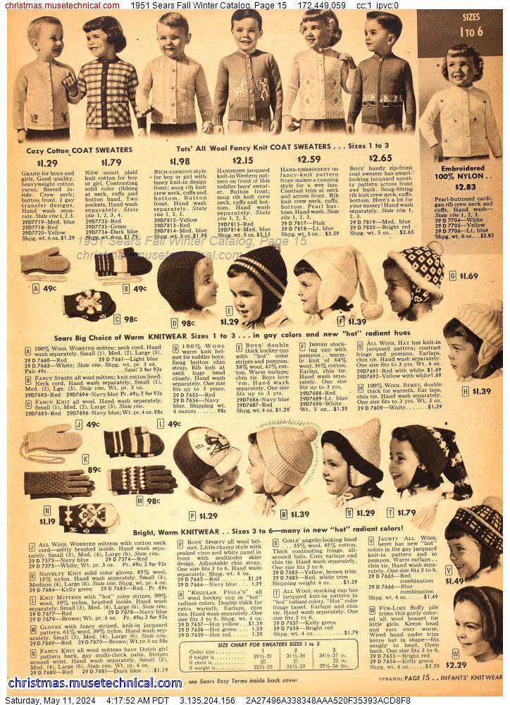 1951 Sears Fall Winter Catalog, Page 15