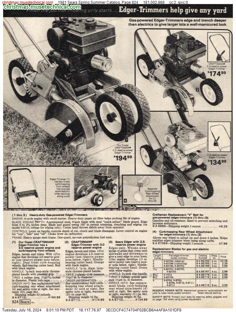 1981 Sears Spring Summer Catalog, Page 824
