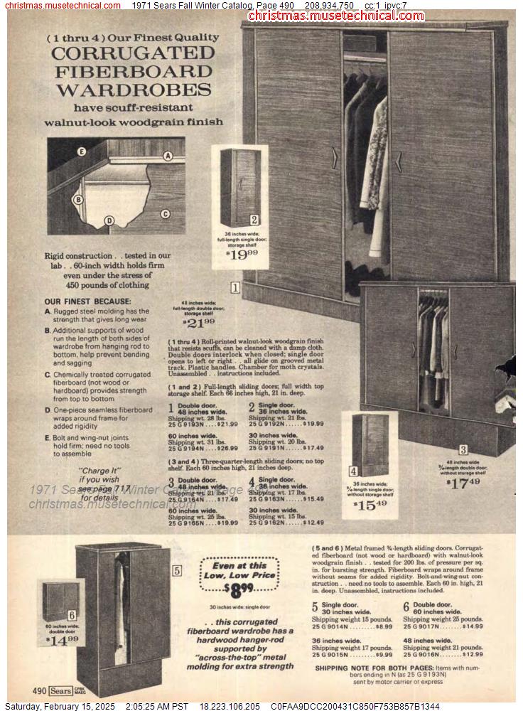 1971 Sears Fall Winter Catalog, Page 490