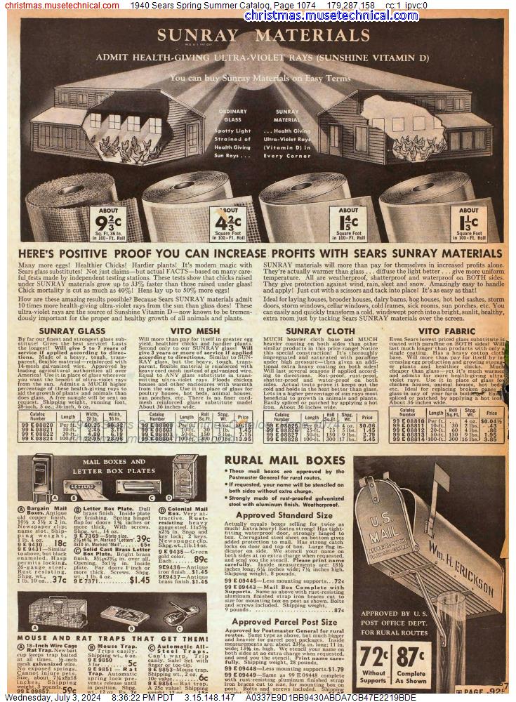 1940 Sears Spring Summer Catalog, Page 1074