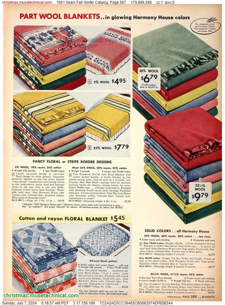 1951 Sears Fall Winter Catalog, Page 587