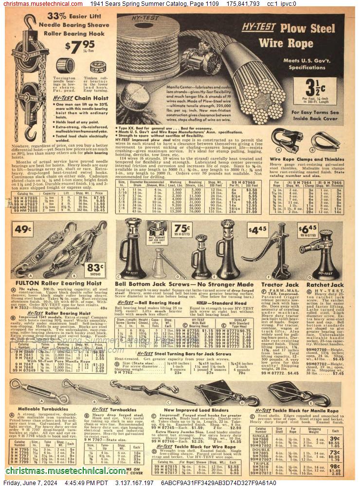 1941 Sears Spring Summer Catalog, Page 1109