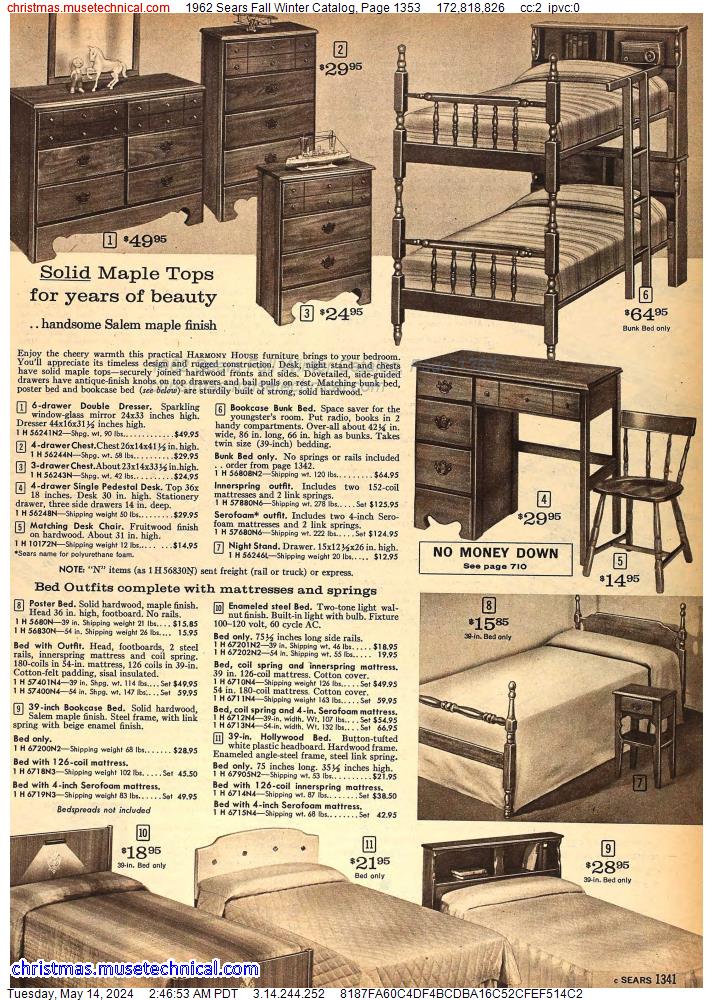1962 Sears Fall Winter Catalog, Page 1353