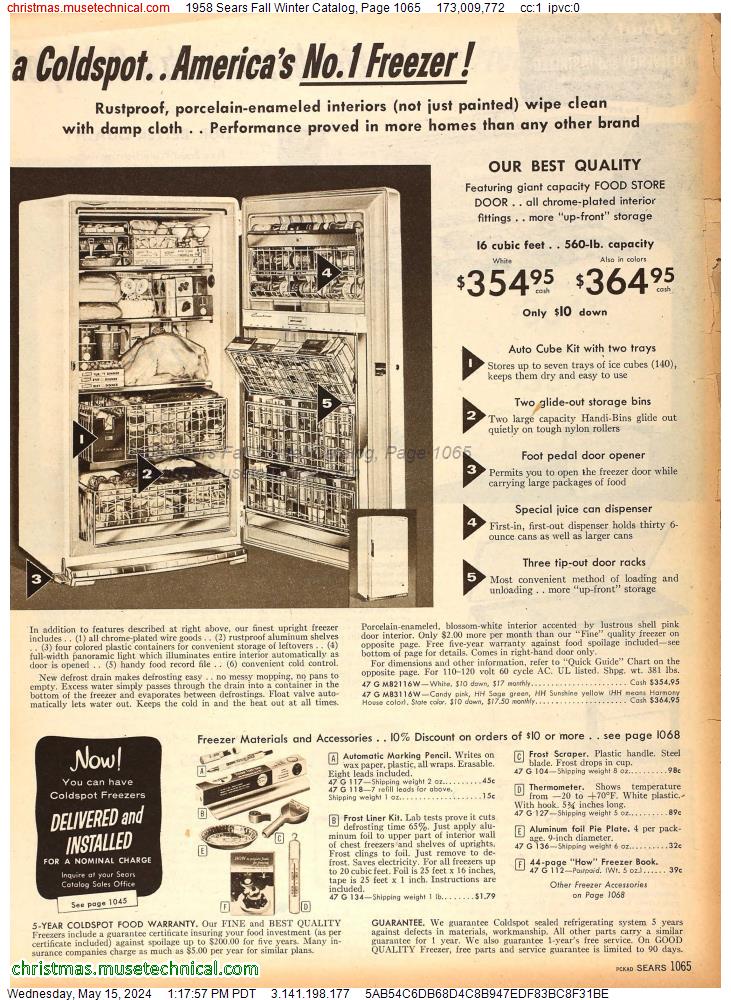 1958 Sears Fall Winter Catalog, Page 1065