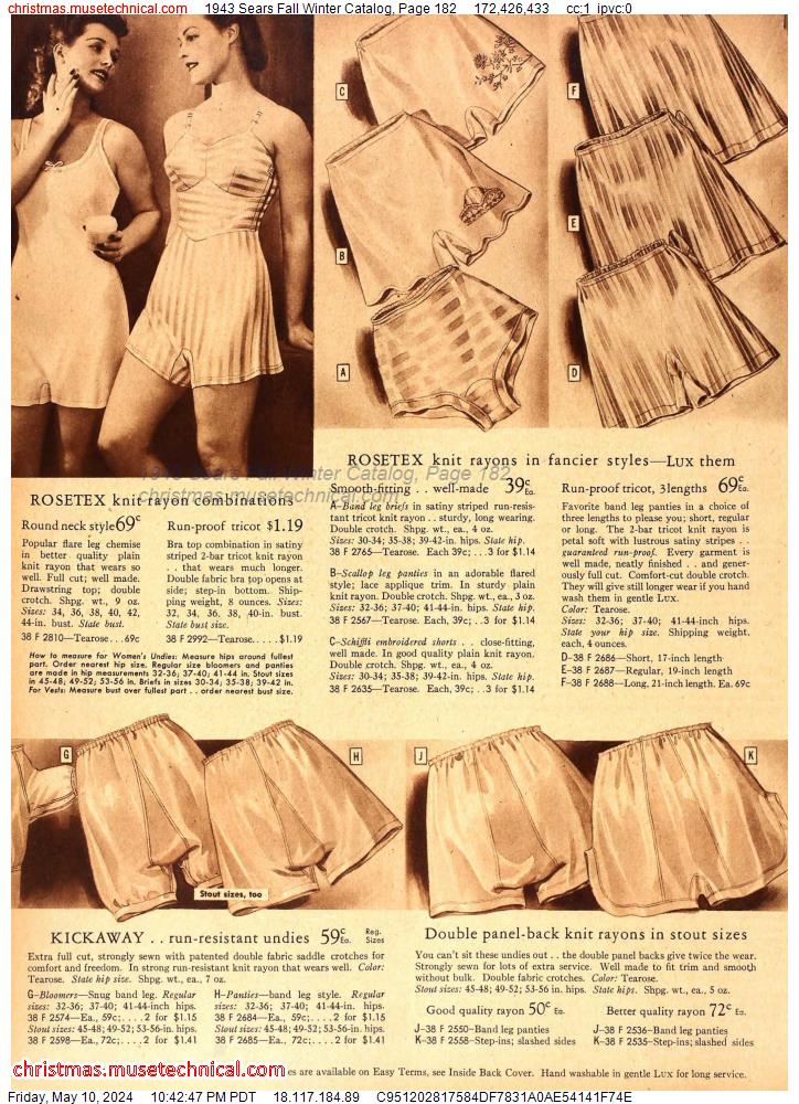 1943 Sears Fall Winter Catalog, Page 182