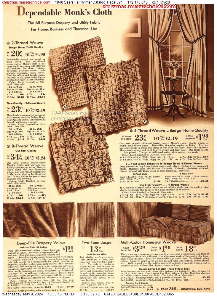 1940 Sears Fall Winter Catalog, Page 821