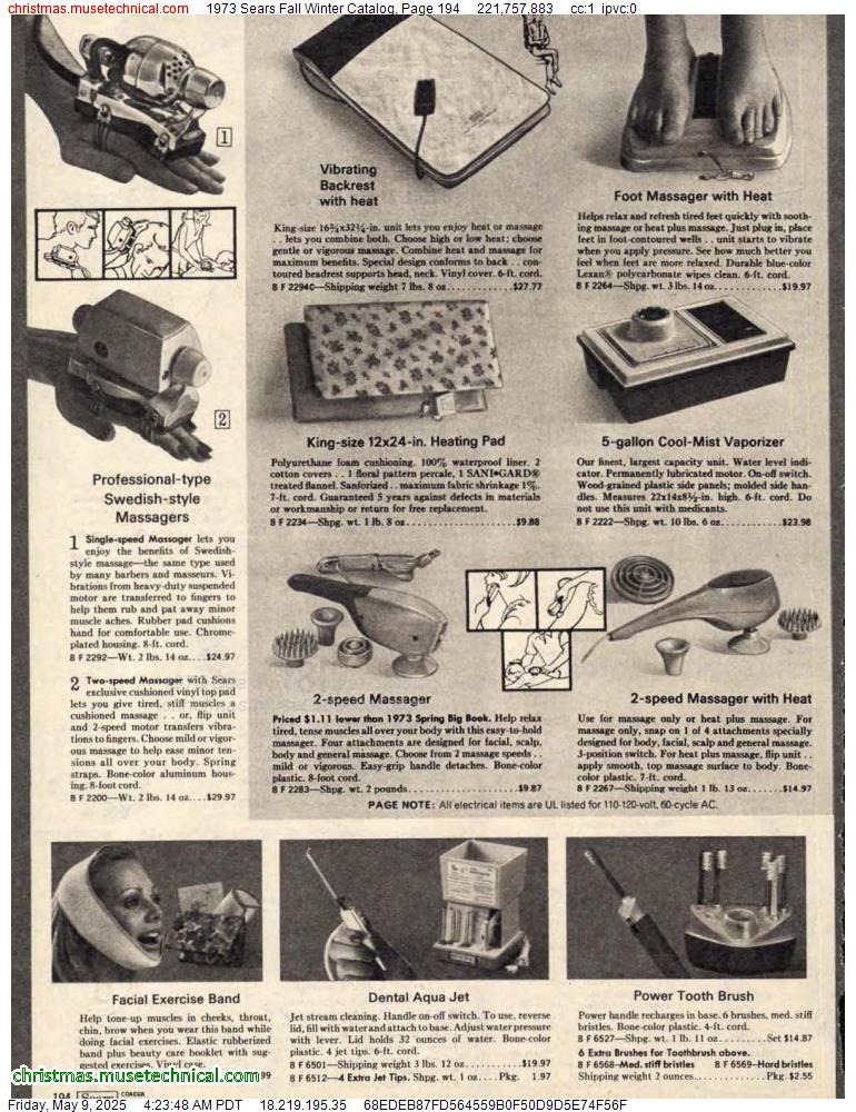 1973 Sears Fall Winter Catalog, Page 194