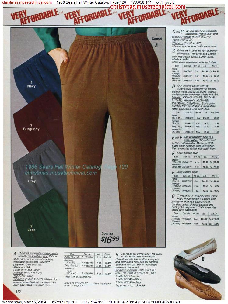 1986 Sears Fall Winter Catalog, Page 120