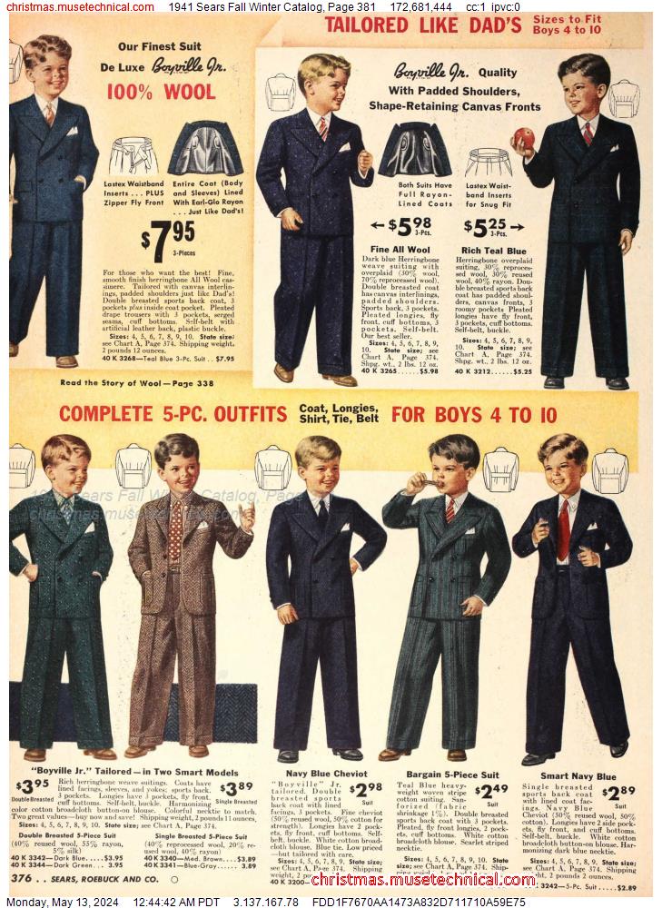1941 Sears Fall Winter Catalog, Page 381