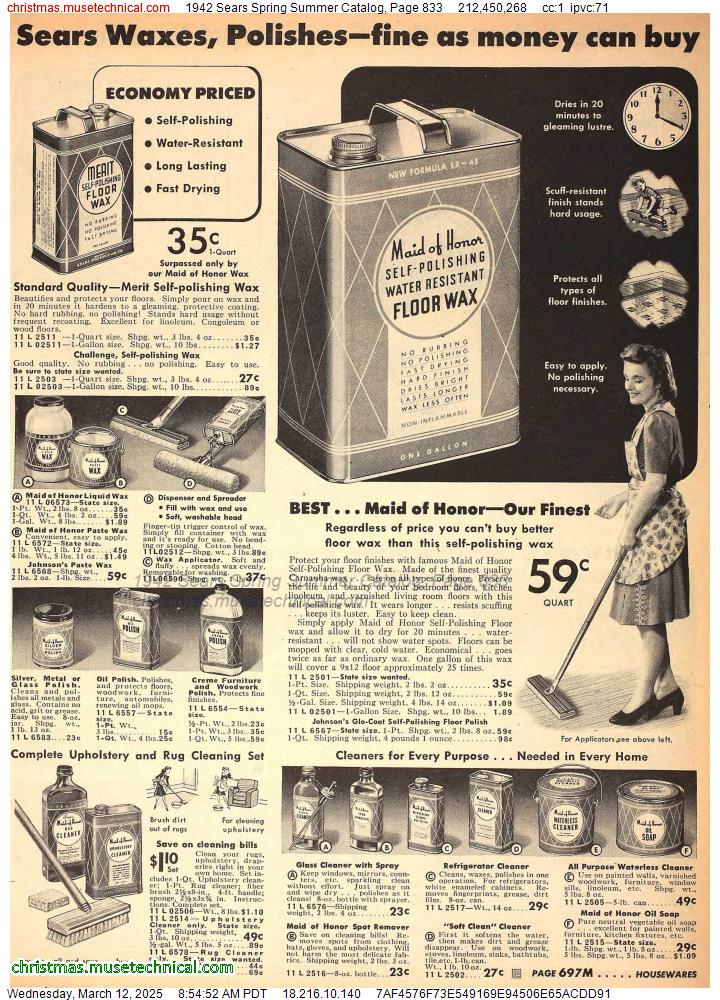 1942 Sears Spring Summer Catalog, Page 833