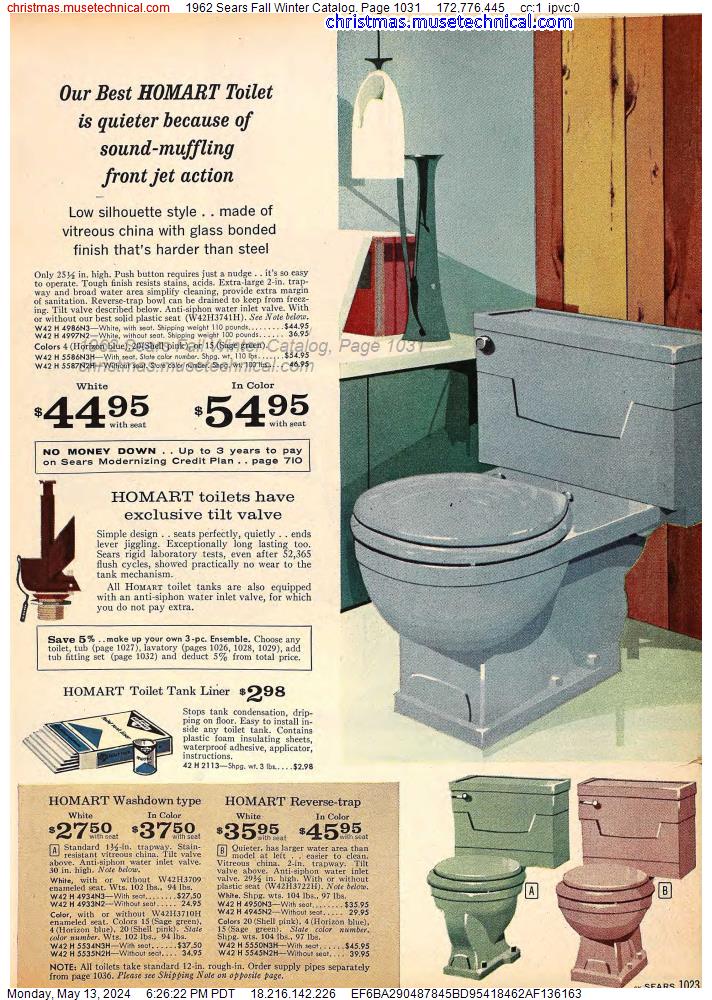 1962 Sears Fall Winter Catalog, Page 1031