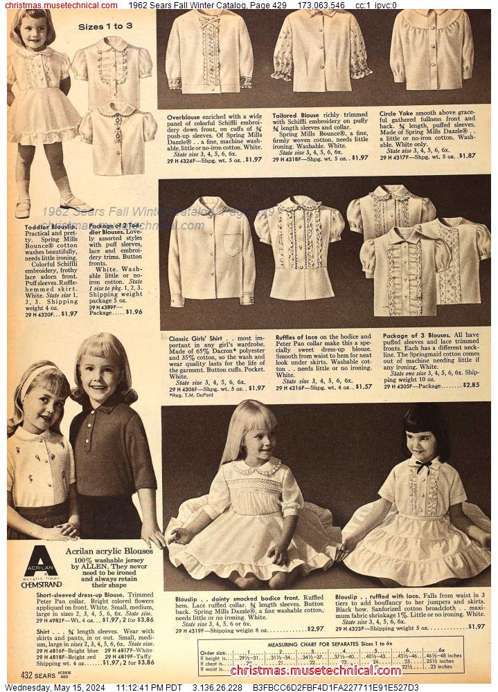 1962 Sears Fall Winter Catalog, Page 429