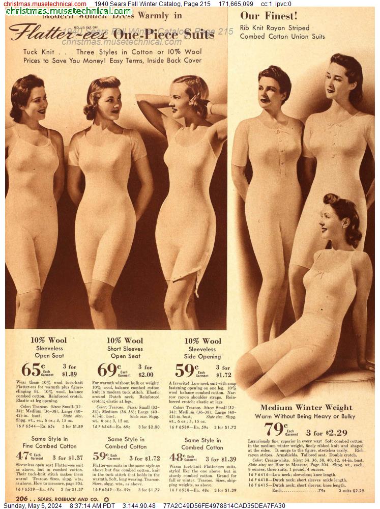 1940 Sears Fall Winter Catalog, Page 215