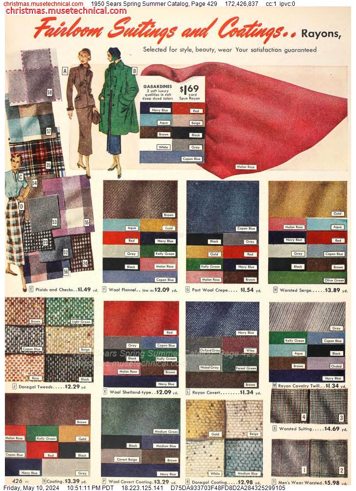 1950 Sears Spring Summer Catalog, Page 429