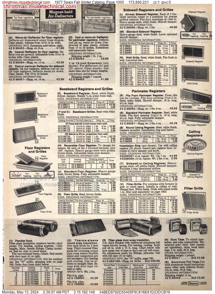 1977 Sears Fall Winter Catalog, Page 1005