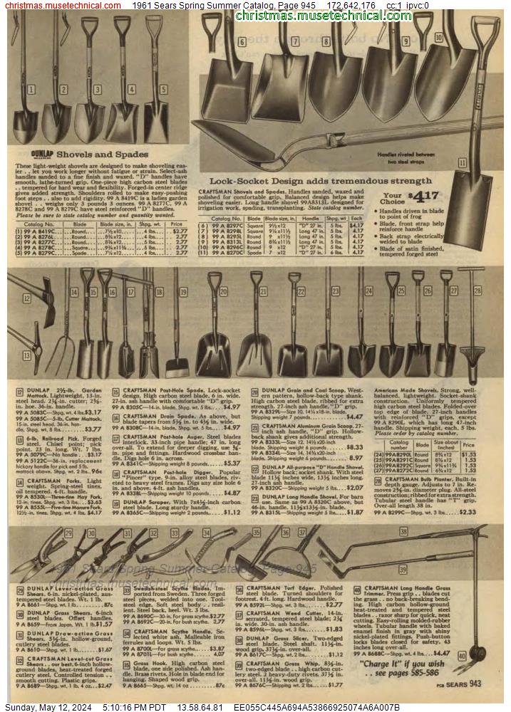 1961 Sears Spring Summer Catalog, Page 945