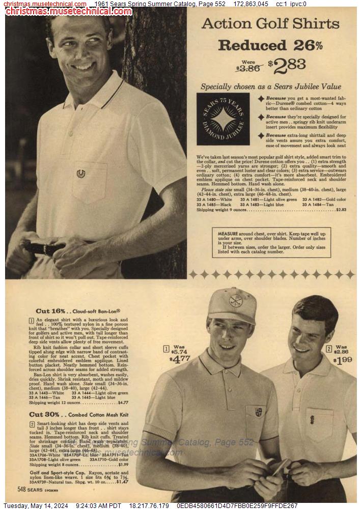 1961 Sears Spring Summer Catalog, Page 552