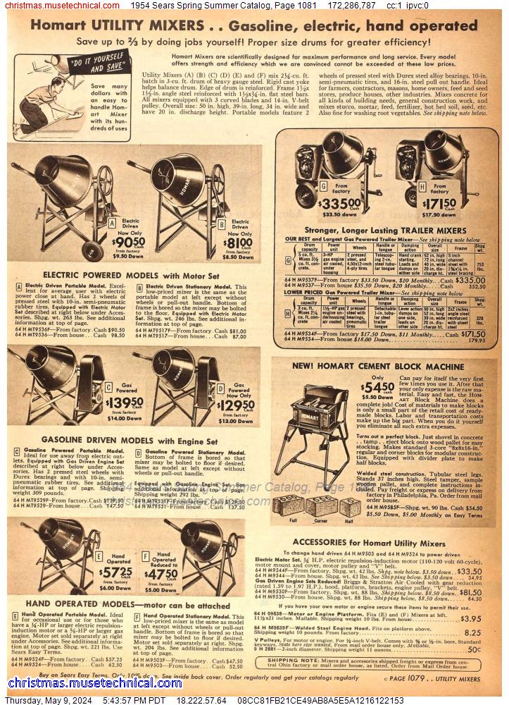 1954 Sears Spring Summer Catalog, Page 1081