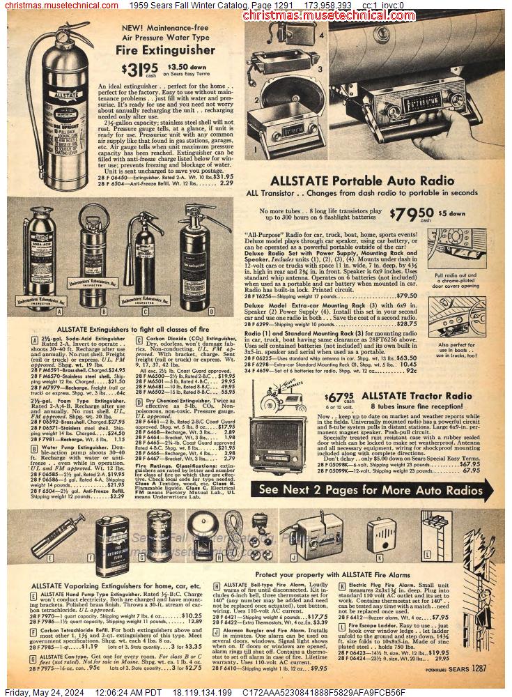 1959 Sears Fall Winter Catalog, Page 1291
