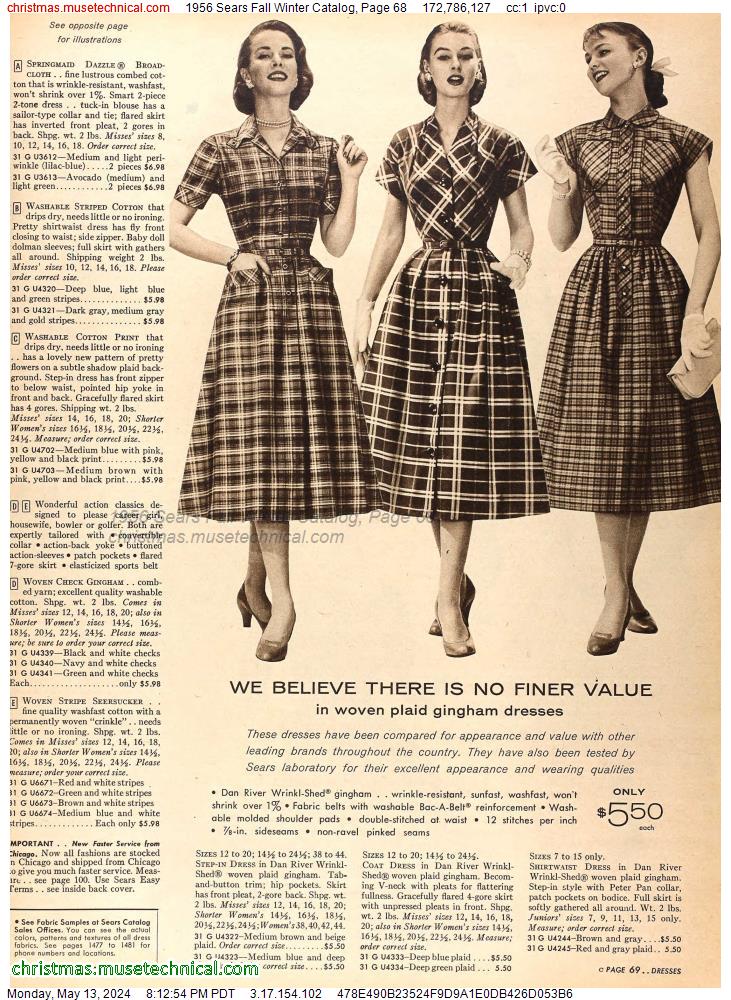1956 Sears Fall Winter Catalog, Page 68