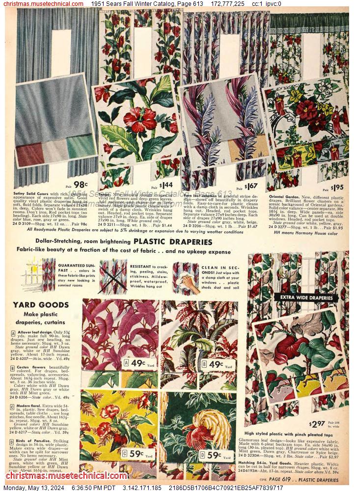 1951 Sears Fall Winter Catalog, Page 613