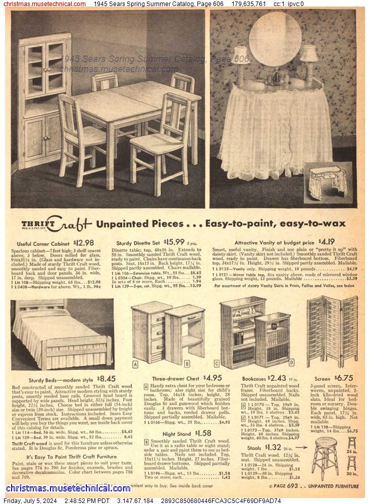 1945 Sears Spring Summer Catalog, Page 606