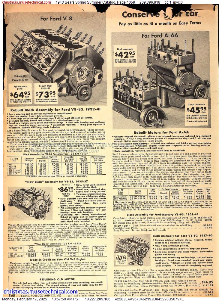 1943 Sears Spring Summer Catalog, Page 1059