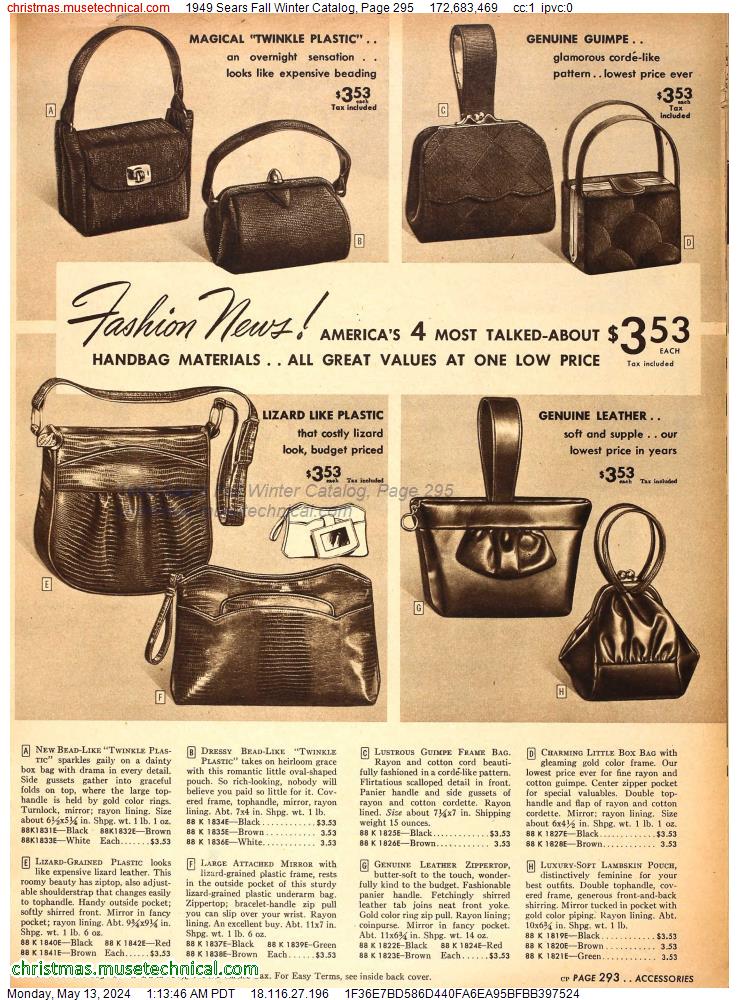 1949 Sears Fall Winter Catalog, Page 295