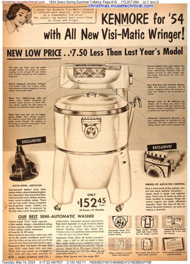 1954 Sears Spring Summer Catalog, Page 818
