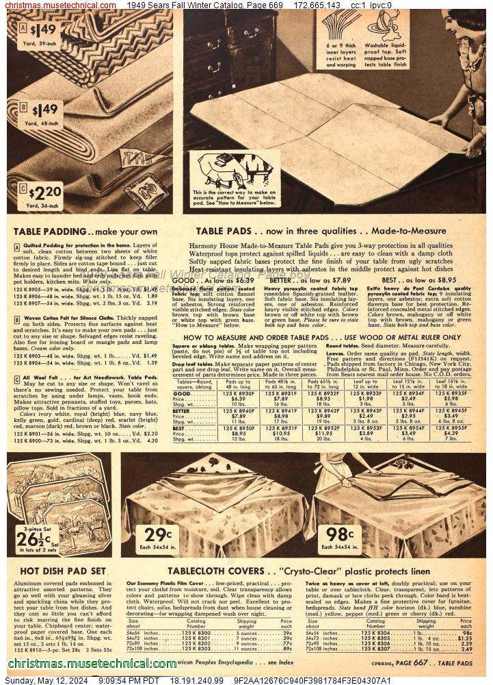 1949 Sears Fall Winter Catalog, Page 669