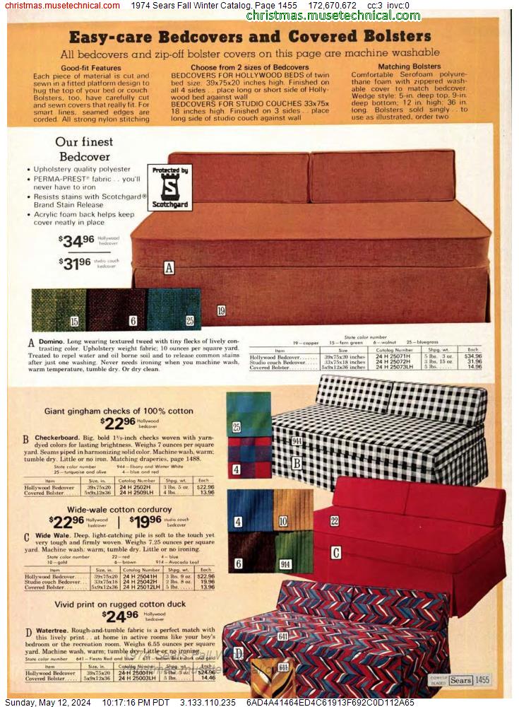 1974 Sears Fall Winter Catalog, Page 1455