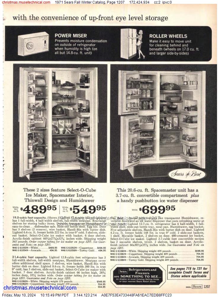 1971 Sears Fall Winter Catalog, Page 1207