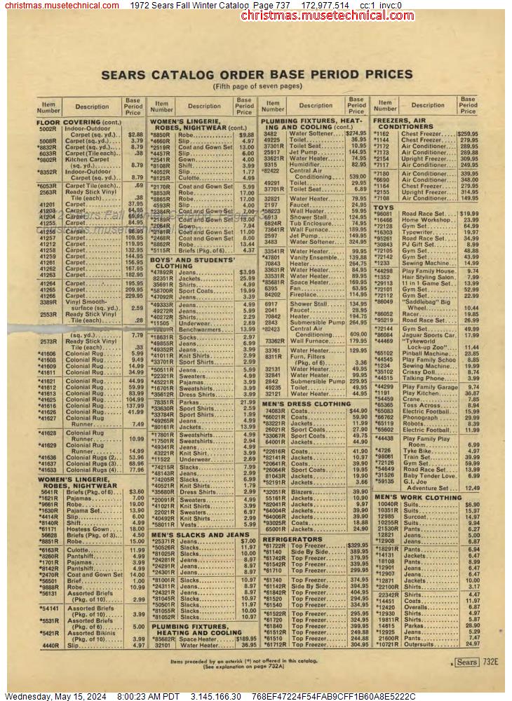 1972 Sears Fall Winter Catalog, Page 737