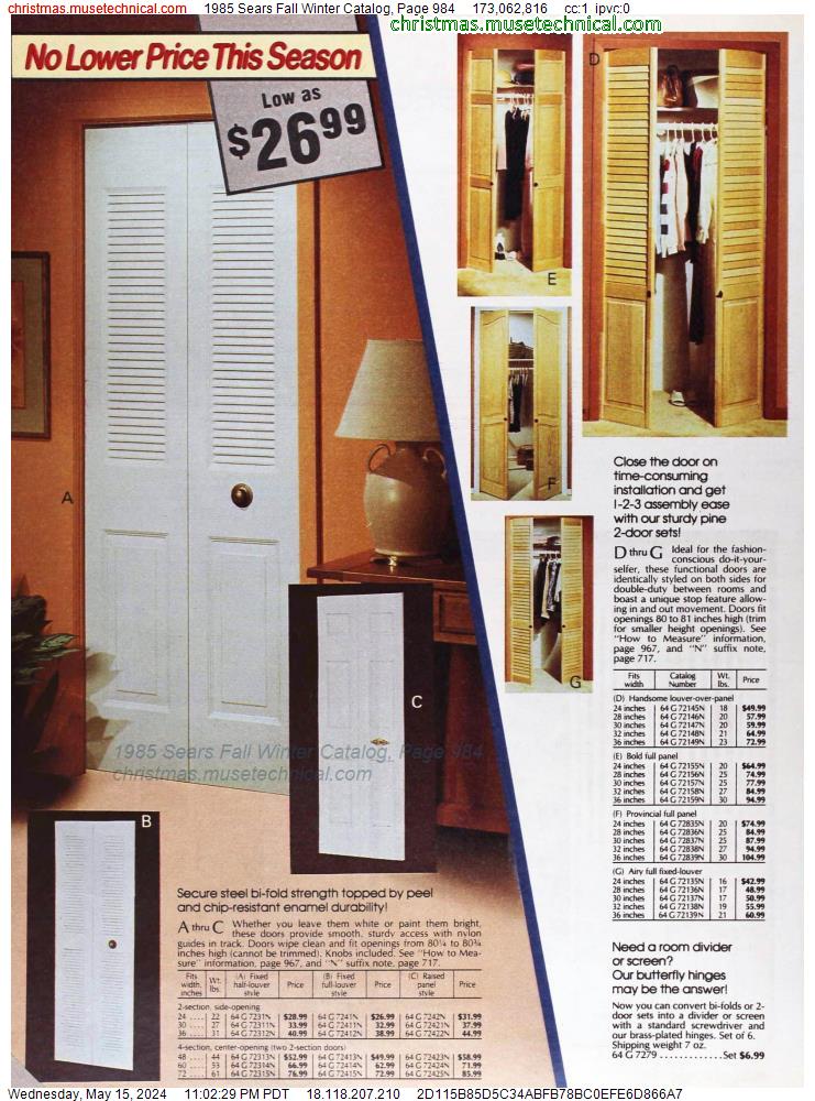 1985 Sears Fall Winter Catalog, Page 984
