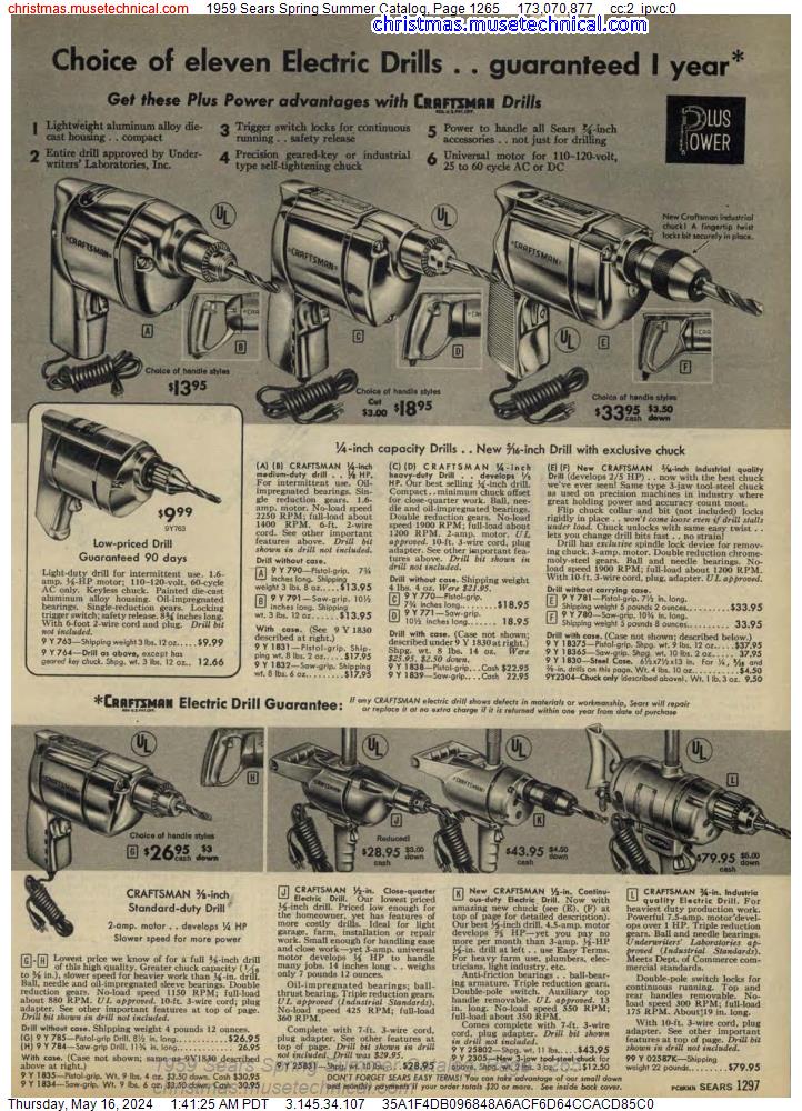 1959 Sears Spring Summer Catalog, Page 1265