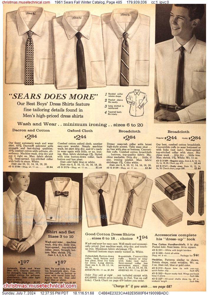 1961 Sears Fall Winter Catalog, Page 485