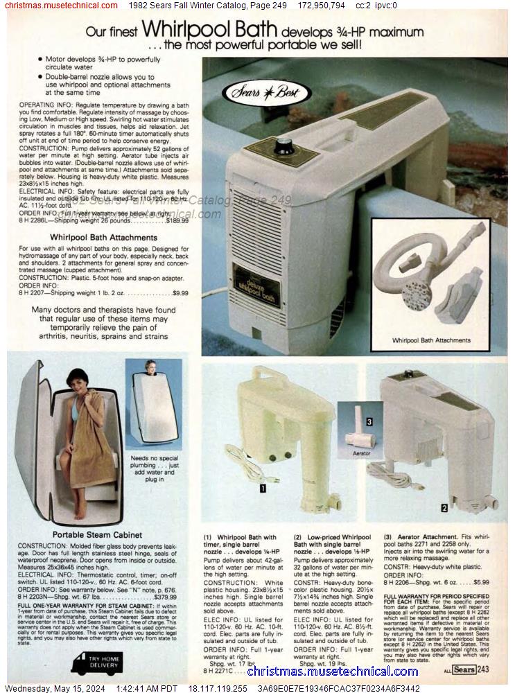 1982 Sears Fall Winter Catalog, Page 249